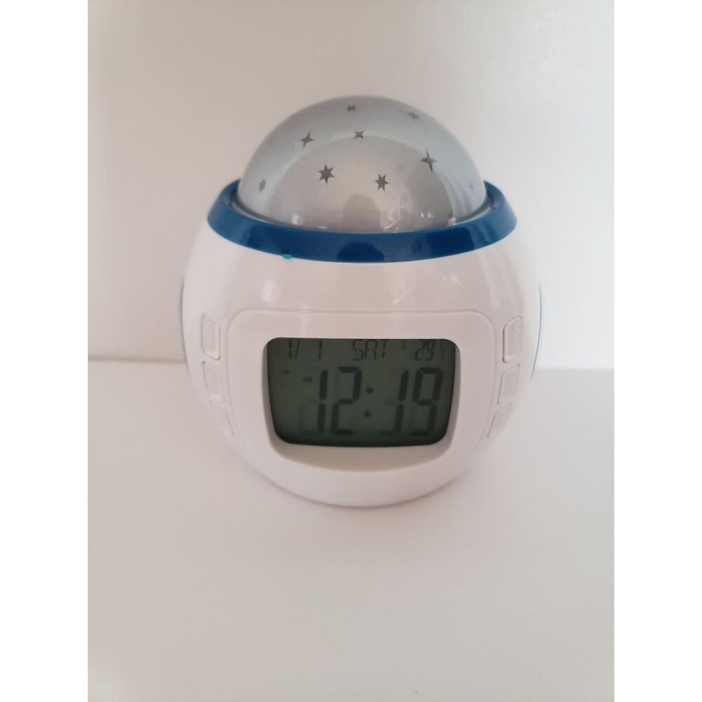 Starry Sky Alarm Clock Night Light for Kids – 10 Sounds – White – New in Box